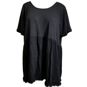 Umgee Women Shirt Top Blouse M Black Peplum Fringe Tie Gothic Punk Alt Cosplay